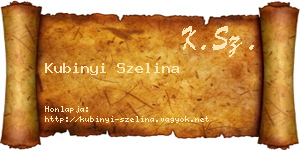 Kubinyi Szelina névjegykártya